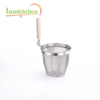 S. S Punching Hole Noodles Strainer with Wooden Handle for Kitchener