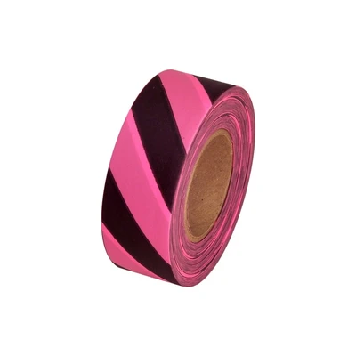 Durable Fluorescent Black Pink Strip PVC Flagging Tape Roll