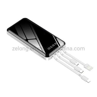 10000mAh Mobile Power Bank Phone Charger Powerbank Portable Charger Power Bank with Cables