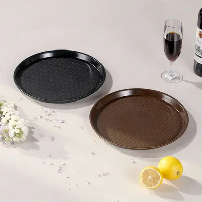 Recycled Plastic Service Trays - Heavy-Duty Round Heat-Resistant for Restaurants