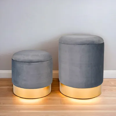 Stylish Round Ottoman Stools for Bedroom Storage and Footrest