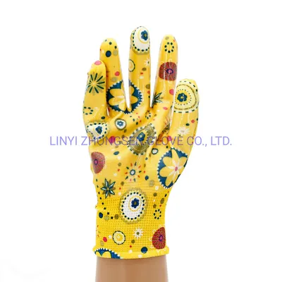 Hot Sell 13 Gauge Polyester Nitrile Coated Gloves Safety Nitrile Gloves