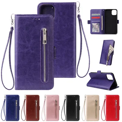for Phone 11PRO Max Wallet Leather Case Fashion Zipper Flip Stand Cover Mobile Phone Bag
