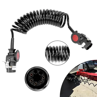 15FT 3 in 1 Trailer Wrap Power Cable 7 Way Glad Hand Air Hose ABS Semi Electrical Air Line Hose Tractor Truck