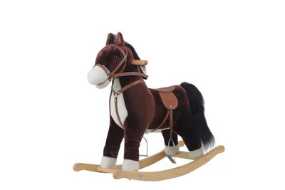 ODM OEM Wholesale christmas Gift Rocking Chair Trojan Rocking Horse Plush Dolls Wooden Riding Rocking Horse Plush Toys