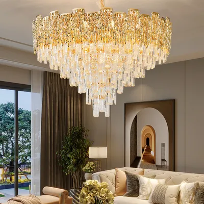 LED Glass Crystal Chandelier Fashion Design Pendant Light for Guestroom Living Room