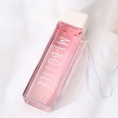 Customized Portable Eco Square Water Bottle Cups Sport Fruit Juice Plastic Clear Eco Friendly Water Bottle