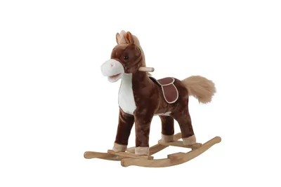 Baby Rocking Chair Rocking Horse Plush Doll Wooden Horse Rocking Horse Birthday Gift Plush Toy