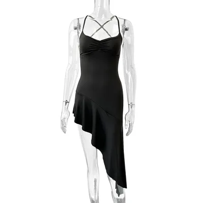 OEM/ODM Sexy Sling Waist-Cinching Slim-Fit Tie-up Evening Dress