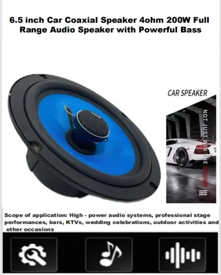 Hot Sale 6.5 Inch Car Coaxial Speaker 4 Ohm 180W Powerful Bass Driver