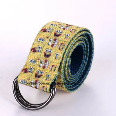 Double Ring Buckle Minions Jacquard Webbing Belt for Child Gift
