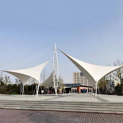 Premium PTFE Coated Fiberglass Membrane Structure Landscape Shelter Long Life