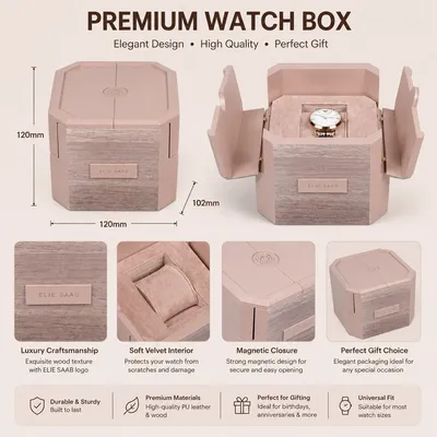 Secure Wooden Single Watch Case Individual Wood Watch Storage Box with Hinged Lid and Magnet Closure for Premium Protection