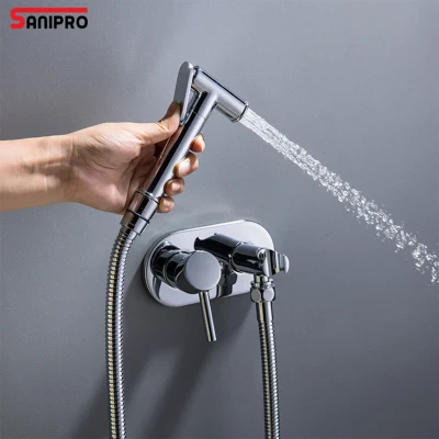 Sanipro Factory Sale Various Concealed Brass Muslim Shower Toilet Bidet Handheld Portable Bathroom Mixer Faucet Spray Gun