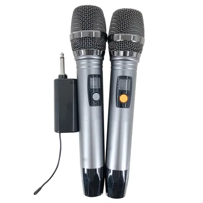 Wholesale UHF Wireless Microphone Rechargeable Wireless 2PCS Microphone Metal Dual Handheld Dynamic Mic with Rechargeable Receiver