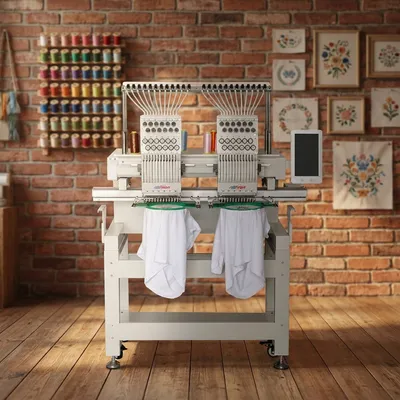 Revhon 2 Heads Cap Embroidery Machine for Monogram Business Production