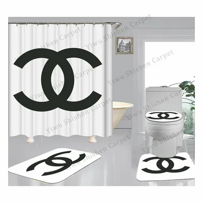 Customized Famous Brand Chanel Print Bathroom Rugs Carpets Anti Slip Toilet Bath Mat