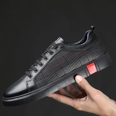 Luxury Italian Genuine Leather Men's Shoes New Lace up Designer Casual Shoes Luxury Brand Outdoor Walking Sneakers Sapatos Masculinos
