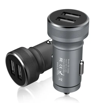 5V 2.4A Metal Dual Port Quick Car Charger