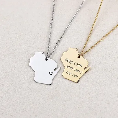 Custom Wi State Personalized Necklace Birthday Graduation Mother′ S Day Gift