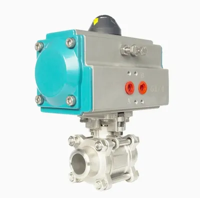 3PCS SS304 SS316 CF8 CF8m 1000wog Butt Welded Pneumatic Ball Valve