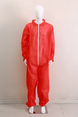 45GSM Disposable Protective Wear Factory PP Woven Red with Zipper Medical Disposable Isolation Gown FDA Approved