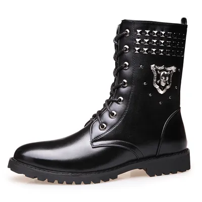 Custom Black Color Gothic Punk Shoes Boots for Goth Man