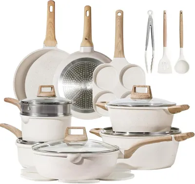 21PCS Granite Beige Die-Cast Aluminum Cookware Set LFGB/FDA Certified