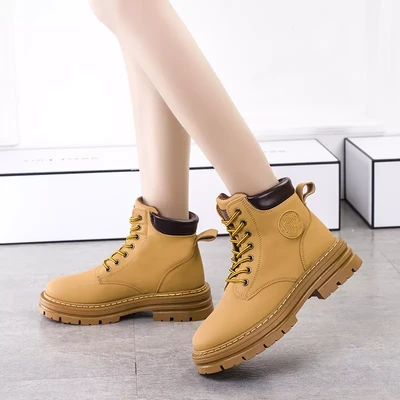 Height Increasing High Top Leather Shoes Fashion Martin Boot Woman Winter Autumn Footwear