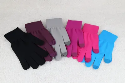 15 Gauge Nylon Touch Screen Full Finger Gloves Solid Color
