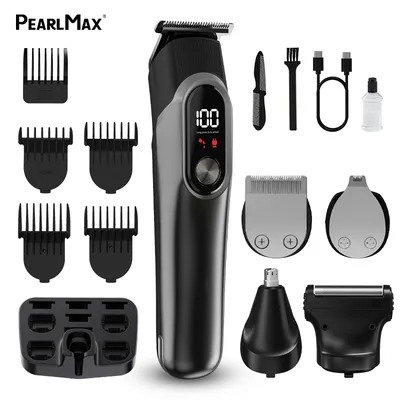 Professional Men's Cordless Electric Barber Hair Clipper LED Display T-Shaped Knife Detail Precision Beard Trimmer Hair