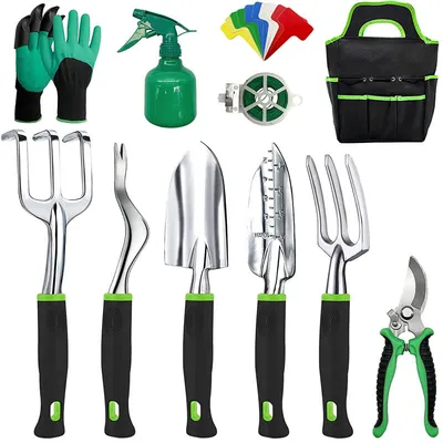 42PCS Heavy Duty Garden Tools Kit with Durable Tote Bag