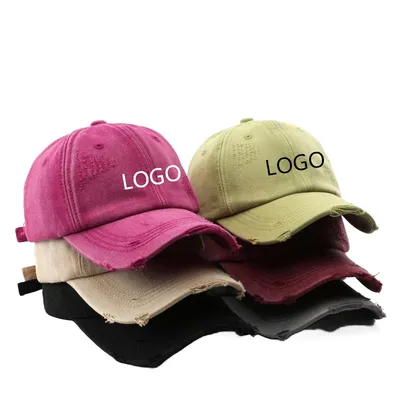 Wholesale Vintage Distressed Cotton Dad Hat Washed Frayed Edge Blank Baseball Cap