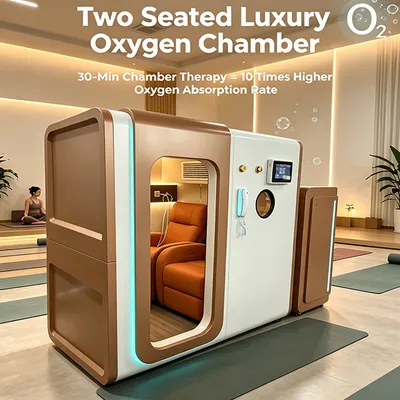 Wide Interior Luxury 2-Seat Seated Hbot Therapy Cabin Carbon Fiber Hard Shell 1.5 to 2.0 ATA Double-User Hyperbaric Oxygen Chamber for Private Recovery Center
