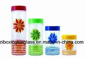 4PCS Glass Bottle Set with Hand Drawing
