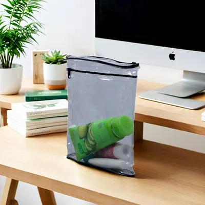 Wholesale Custom Transparent PVC Pouch with Durable Black Trims