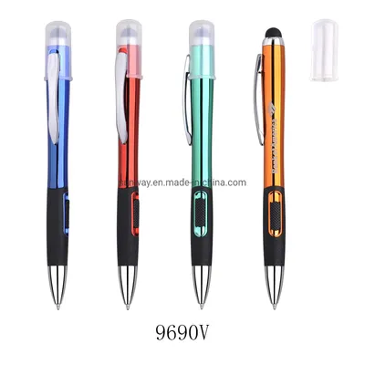 Gift Promotional Personalisedin Engraved Laser Logo Plastic LED Light Pen