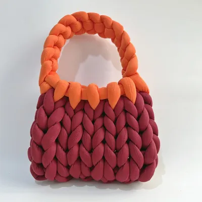 Thick Chunky Yarn Knit Purse Cloud Puff Bags Soft Lightweight Breathable Shoulder Bag