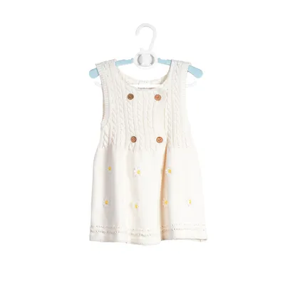 Spring Autumn Popular White Floral Knitted Jumper for Girls