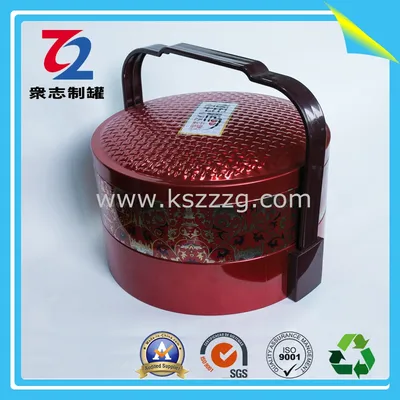 Two Round Tinplate Basket Cookies Packaging Tin Box
