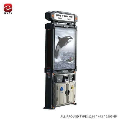 Modern Design Solar Trash Bins Metal Garbage Can Smart Outdoor Stainless Steel Wastebin Digital Dustbin with Advertisement Screen