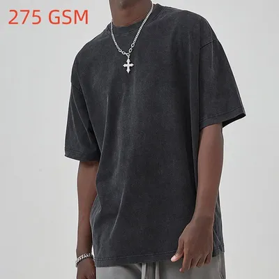 275 GSM Men 100% Cotton Vintage Acid Washed Distressed Oversized Effect T-Shirt