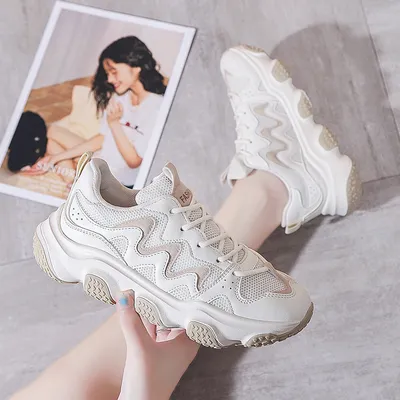 New ODM Women Fashion White Sneakers Casual Chunky Shoes