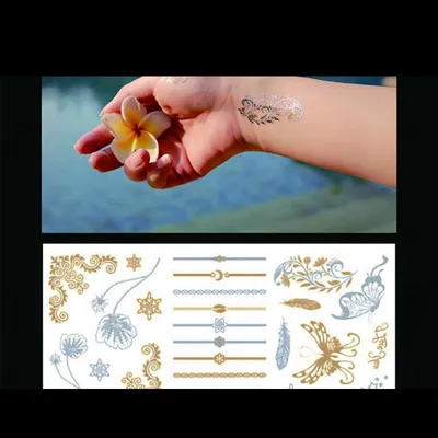 Gold Metallic Temporary Body Tattoo