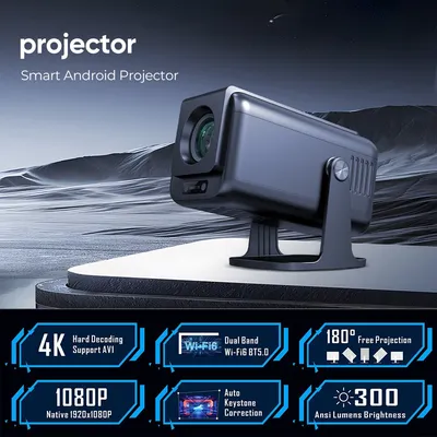 1080P Android Projector 300 Ansitof Auto Focuswifi6/Bt1+8g