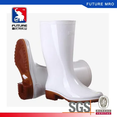 PVC White Rain Boots Work Safety Gumboots Men Boots for Food Processing Workshop Cold Storage