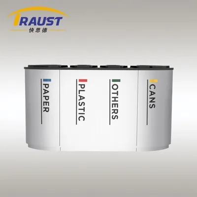 Traust Indoor 4 Compartment Garbage Bin Supplier Recycle SUS Airport Bin