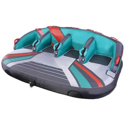 4-Person Inflatable Towable Tube with Front Tow Point for Water Boating Fun