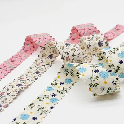 Elegant Floral Design Polyester Satin Ribbon for Spring and Summer Decor Gift Wrapping DIY