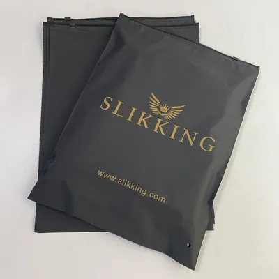 OEM Printed Black Zipper Bag Resealable Zipper Lock Bag Black Plastic Packaging Bag for Clothing